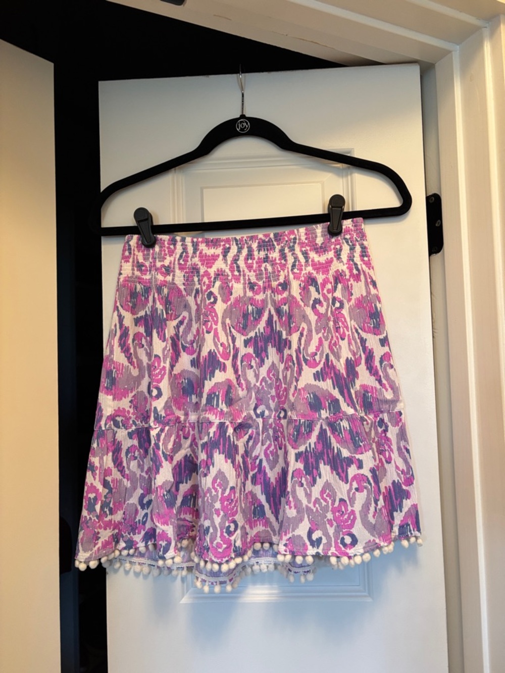 Lilly Pulitzer Purple Print Tiered Pom-Pom Skirt
